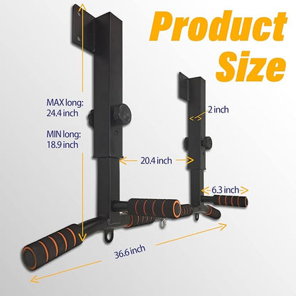 BDL Wall Mounted Pull Up Bar Chin Up bar Multifunctional Dip Station for Indoor Home Gym Workout