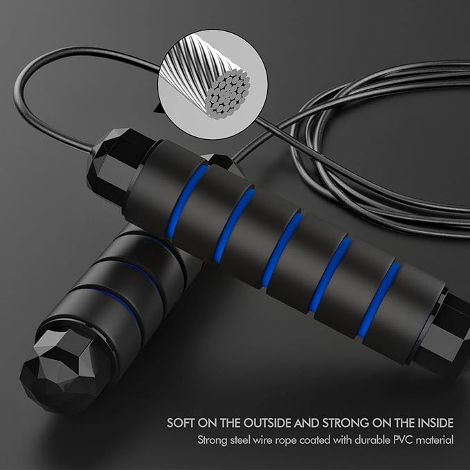 Jump Rope, Tangle-Free Rapid Speed Jumping Rope Cable with Ball Bearings for Women, Men, and Kids