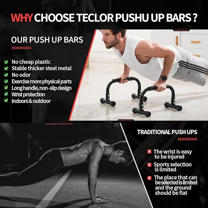 Push Up Bar, Parallettes Bars For L-sit & Dip, Heavy-Duty No Wobbling Parallel Bars Stand For