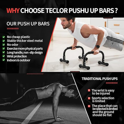 Push Up Bar, Parallettes Bars For L-sit & Dip, Heavy-Duty No Wobbling Parallel Bars Stand For