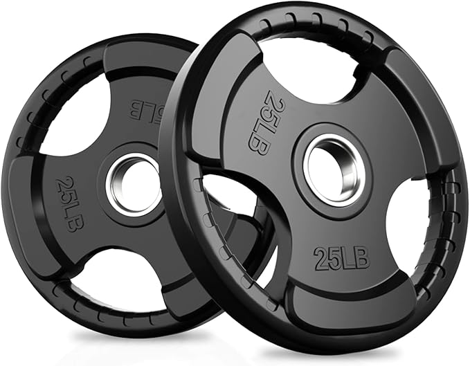 RitFit Olympic Rubber Grip Plates for Barbell, 2-Inch Weight Plates for Weightlifting and Strength