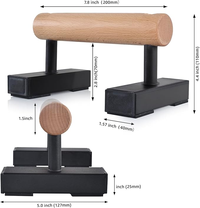 1 Pair Wood Floor Push Up Bars for Men, Anti-slip Handstand Parallettes Bars, Strength Training