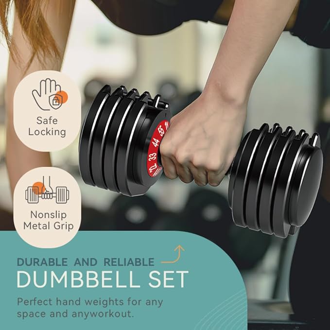 25/55lbs Adjustable Dumbbells Set, Dumbbells with Anti-Slip Metal Handle for Exercise & Fitness