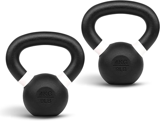 Yes4All Kettlebell, Heavy Duty Powder Coated Cast Iron Kettlebells, Non-Slip Handle & Flat Bottom