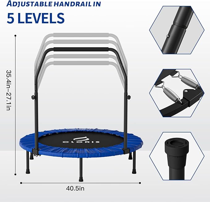 CLORIS 40in Folding Trampoline Mini Trampoline Rebounder Trampoline for Adults Fitness Trampoline