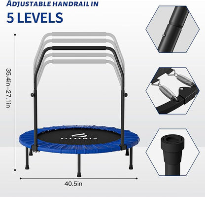CLORIS 40in Folding Trampoline Mini Trampoline Rebounder Trampoline for Adults Fitness Trampoline