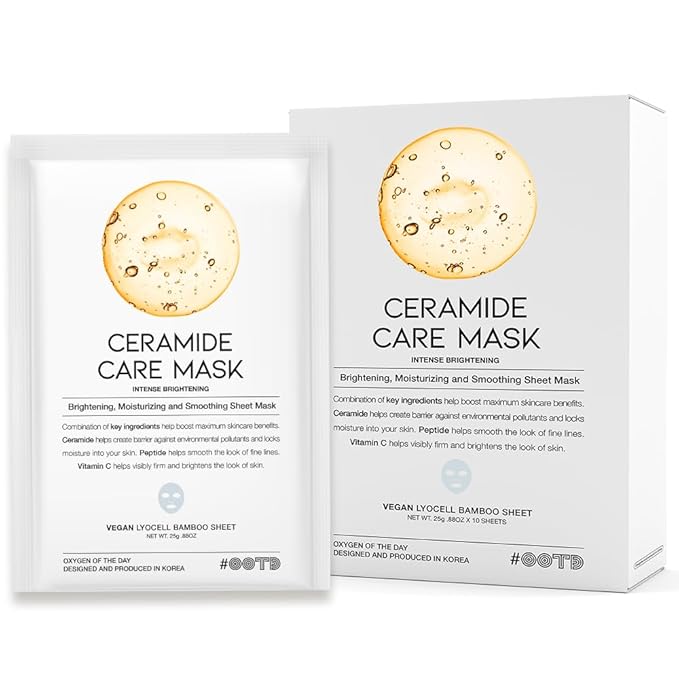 #OOTD Ceramide Brightening Sheet Mask For Face, Moisturizing, Anti Aging Ceramide, Peptide, Vitamin