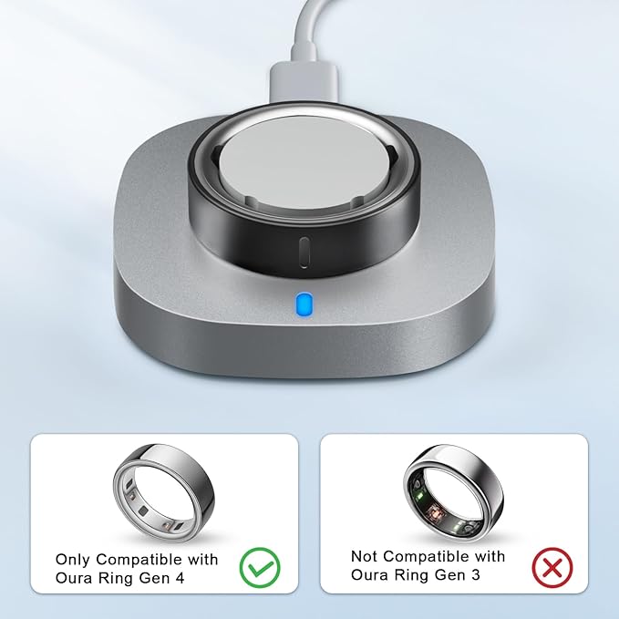 Compatible with Oura Ring Gen 4 Charger Size 14, Fast Charging Dock with USB-C Cable