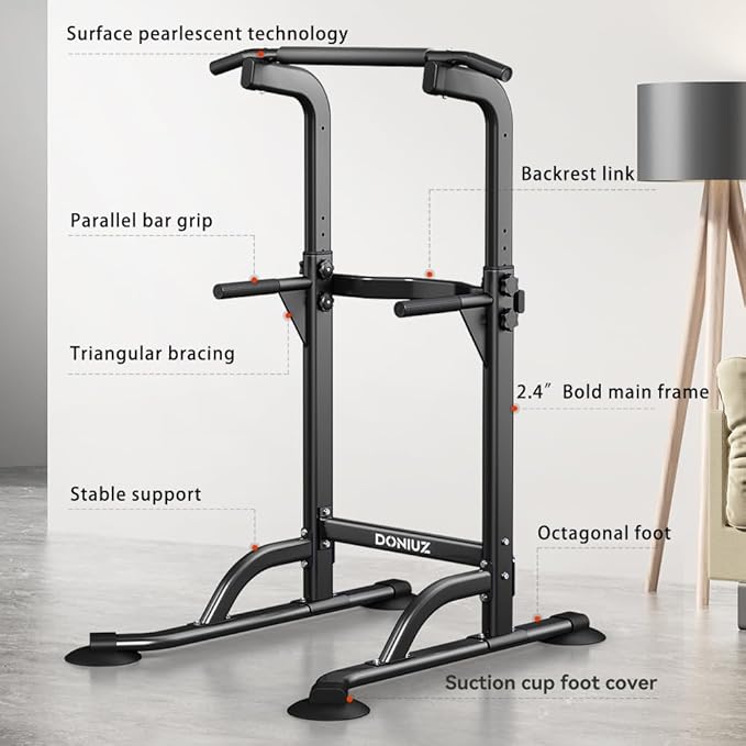 Power Tower Pull Up Bar and Dip Station, Multi-Function Home Gym, Strength Training Fitness