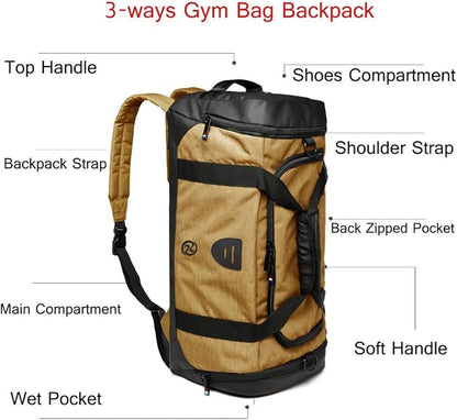Gym Duffle Bag Backpack Waterproof Sports Duffel Bags Travel Weekender Bag for Men Women Overnight