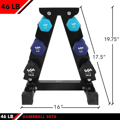 JFIT Dumbbell Pairs or Sets – Neoprene & Vinyl Coated Hand Weights for Home Gym, Strength Training