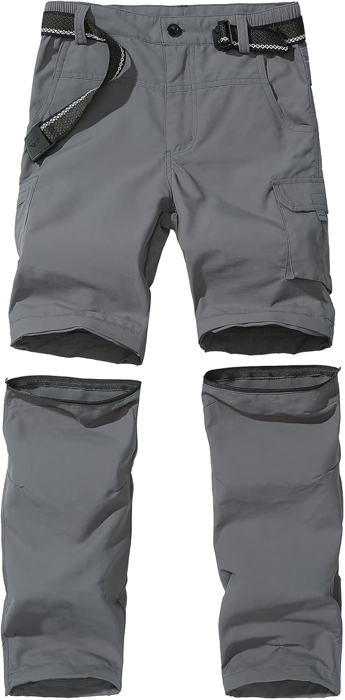 Boy’s Convertible Hiking Pants Lightweight Quick Dry Zip Off Pants for Kids Youth Outdoor UPF 50+