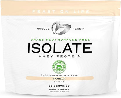 Muscle Feast Grass-Fed Whey Protein Isolate, All Natural Hormone Free Pasture Raised, Whey Isolate