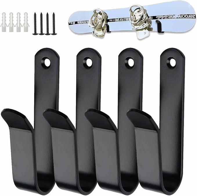 Snowboard Wall Mount & Skateboard Display Rack - Horizontal Hanger Clips for Snowboards