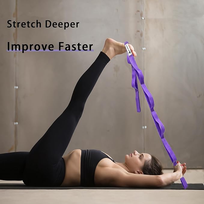 Stretching Strap Yoga Strap with Loops, Stretch Straps for Physical Therapy, Non-Elastic Exercise