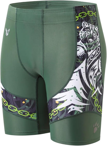HUGE SPORTS Men's Rash Guard Swim Shorts Compression Swimming Jammer Cool Dry Active Swimsuit