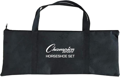 Champion Sports Horseshoe Set: Traditional Outdoor Lawn Game includes Four Professional Solid Steel