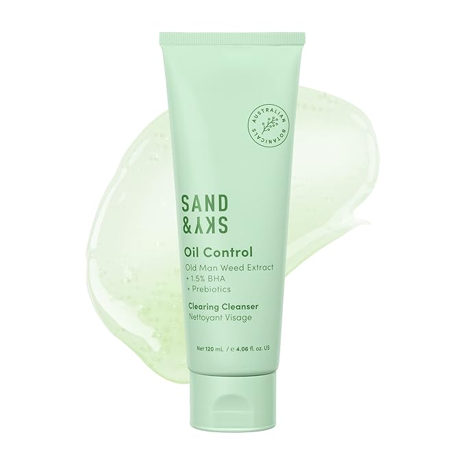 Sand & Sky Oil Control Gentle Face Cleanser with AHA & BHA - pH-Balanced Blemish Cleanser, Reduces