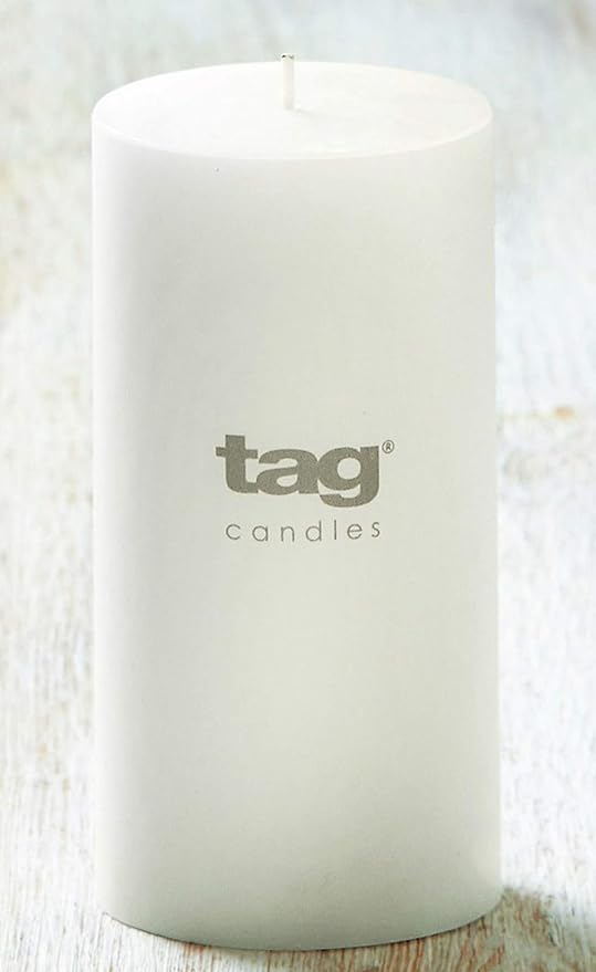 TAG Chapel 3X6 White Pillar Paraffin Wax Candle Unscented Drip-Free Long Burning 85 Hours for Home
