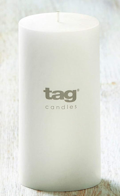 TAG Chapel 3X6 White Pillar Paraffin Wax Candle Unscented Drip-Free Long Burning 85 Hours for Home