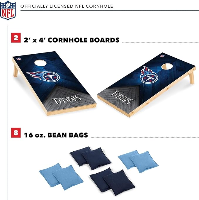 NFL Football 2' x 4' Regulation Size Solid Wood Cornhole Set with Direct Print HD Team Graphics
