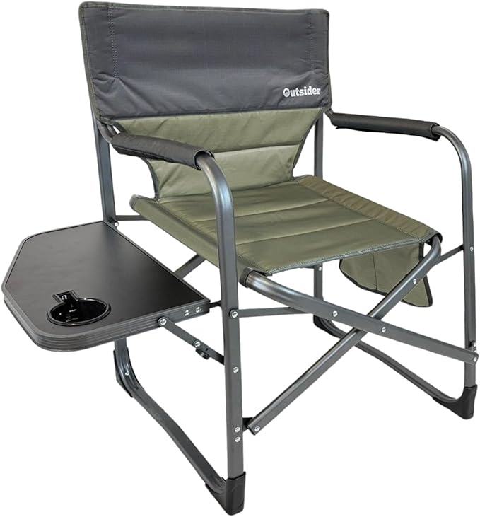 OUTSIDER Portable Directors Camping Chair, Lightweight Folding Aluminum Outdoor Chair with Side
