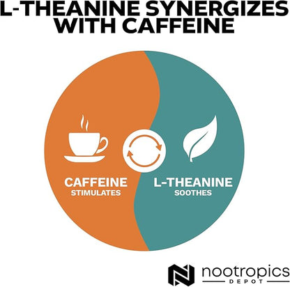 Nootropics Depot L-Theanine Capsules 200mg (180 Count) | Promotes Relaxation | Supports Healthy