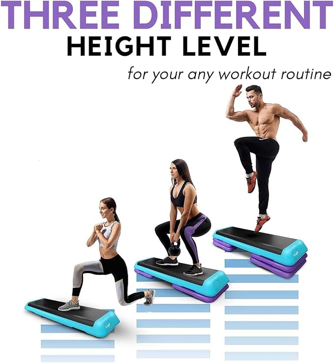 Yes4All Adjustable Workout Aerobic Exercise Step Platform Health Club Size with 4 Adjustable Risers