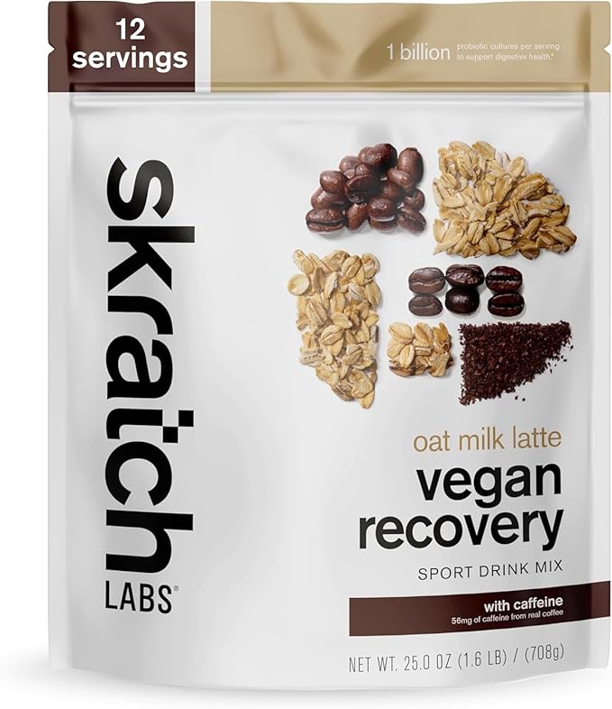 Skratch Labs Recovery Drink Mix - Oat Milk Latte - Post Workout Powder - Complete Plant Protein and