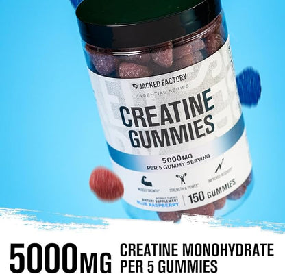 Jacked Factory Creatine Monohydrate Gummies 5g Daily Dose (1g per Gummy) - Creatine Gummy for Men
