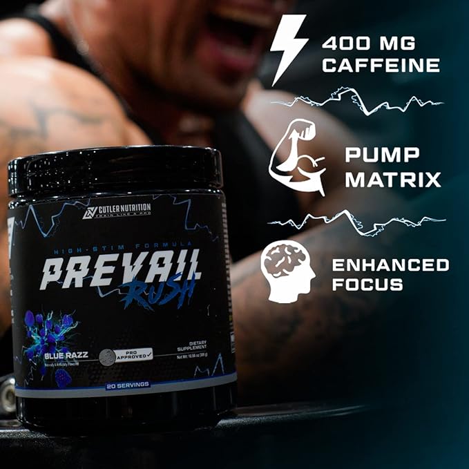 Cutler Nutrition High Stim Pre Workout Powder Prevail Rush Preworkout for Men & Women for Intense