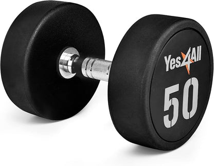 Yes4All Urethane Dumbbell with Anti-Slip Knurled Handle 5-50 LB for Muscle Building - Sold