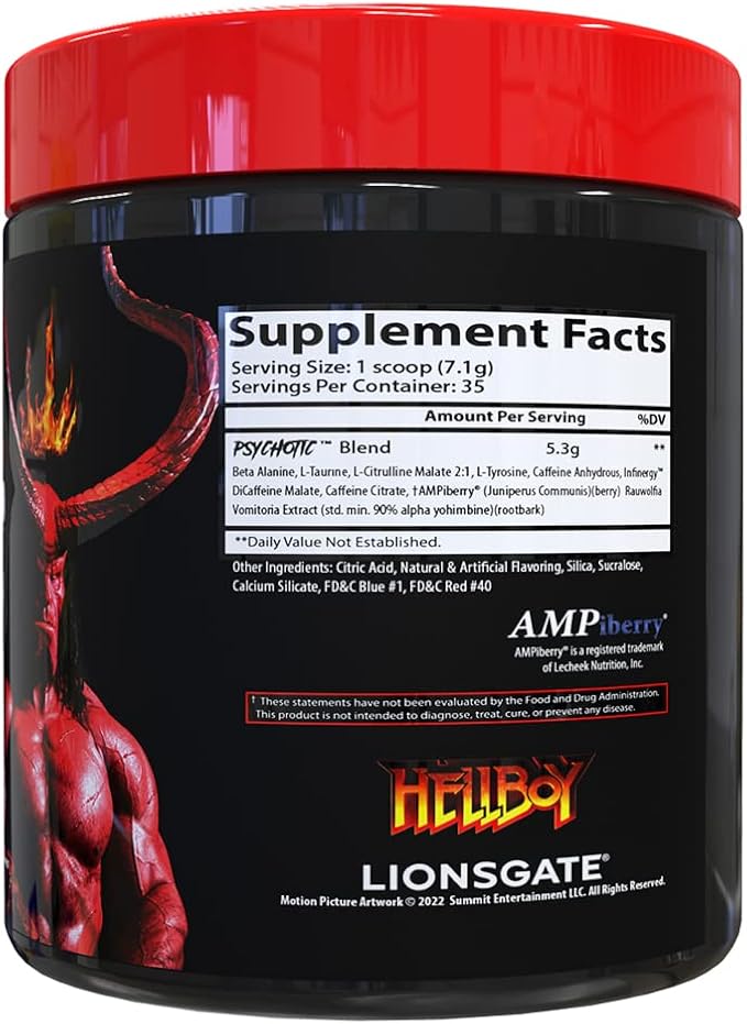 Insane Labz Hellboy Edition, High Stimulant Pre Workout Powder and NO Booster with Beta Alanine, L