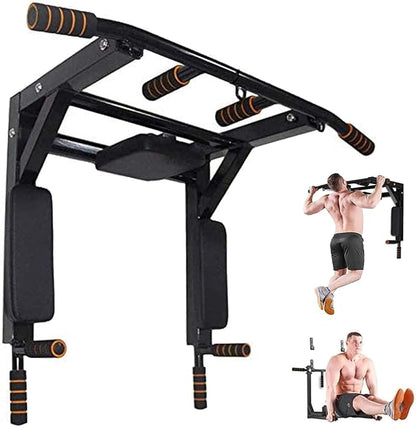 ptlsy Wall Mounted Pull Up Bar Multifunctional with Multi-grip Chin Up Bar Heavy Duty Dip Station