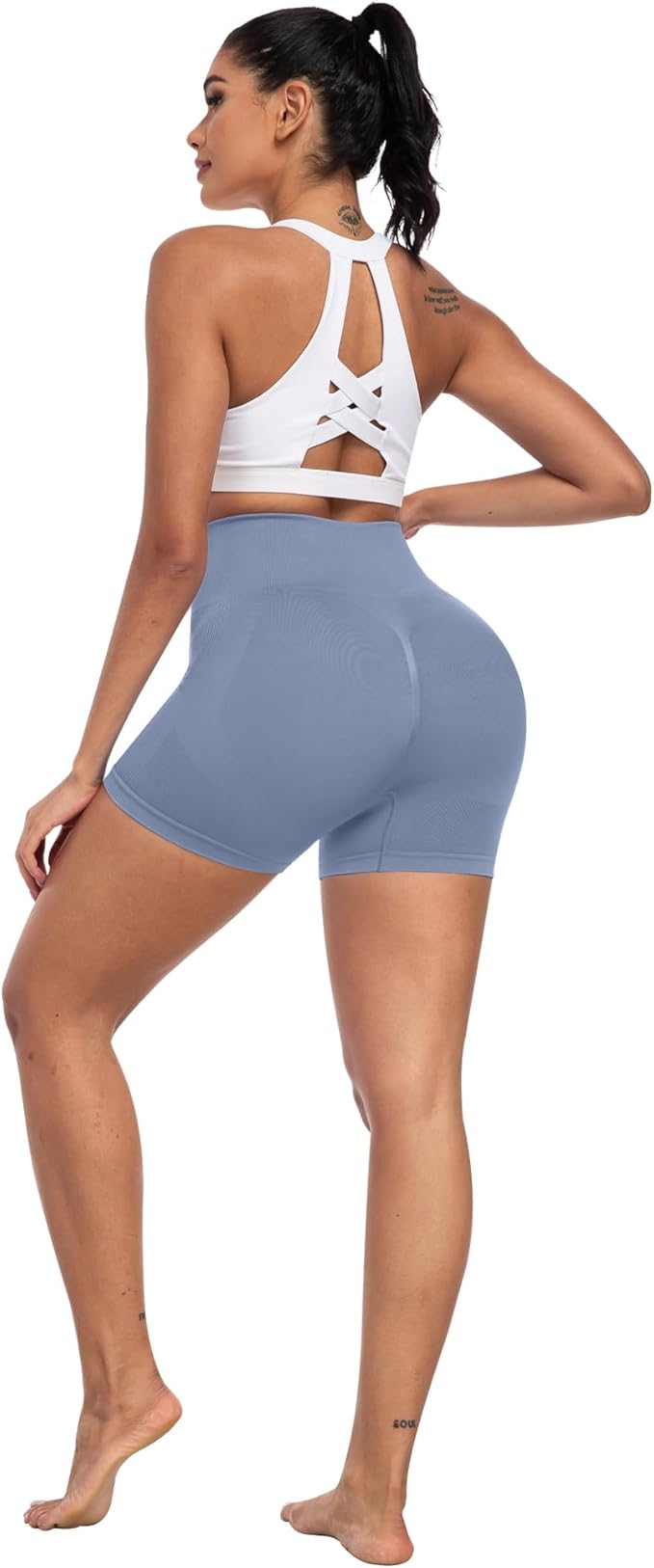 CHRLEISURE Women's 4 Packs Workout Gym Shorts, High Waisted Butt Lifting Scrunch Butt Seamless