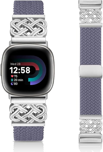 Braided Band Compatible with Fitbit Versa 4 Bands for Woman/Versa 3/Sense 1/Sense 2 Band, Magnetic