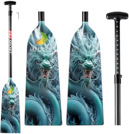 Z&J SPORT Adjustable Dragon Boat Paddle, IDBF Approved Carbon Fiber Paddle, Dragon Graphic Paddle