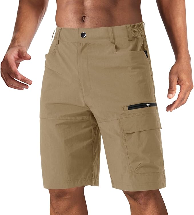 CRYSULLY Men's Hiking Cargo Shorts Outdoor Summer Lightweight Quick Dry Work Casual Shorts with 5