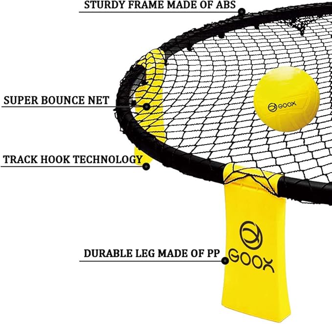 GOOX Outdoor Beach Ball Games with Carrying Bag, 3 Balls, Net and Strip Light (ONLY for Light Up