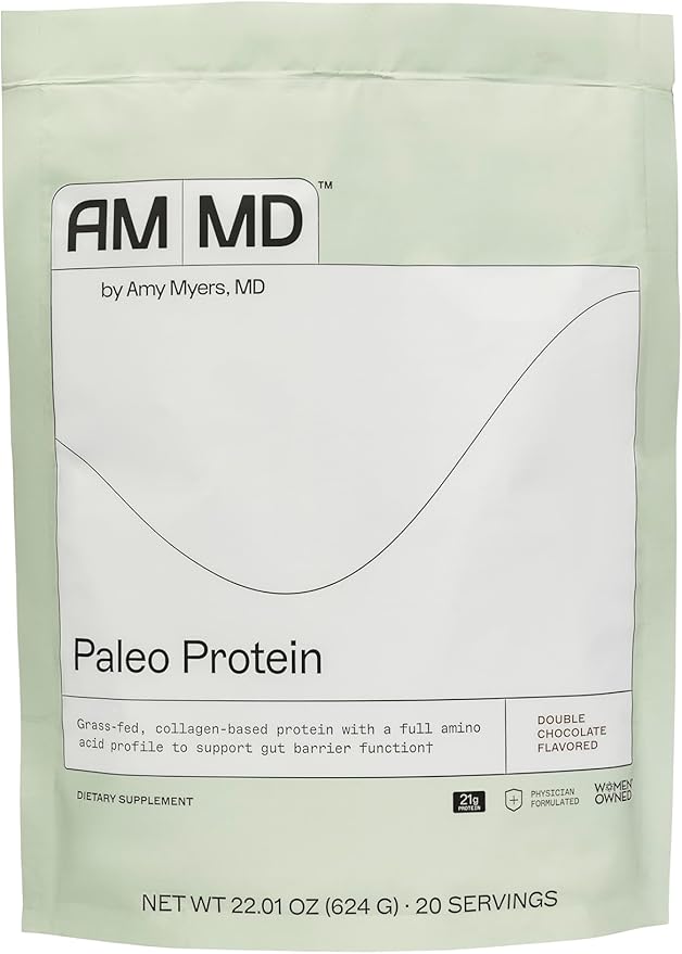 Amy Myers MD Paleo Protein Powder - Double Chocolate, 20 Servings - Collagen-Based Gut Function