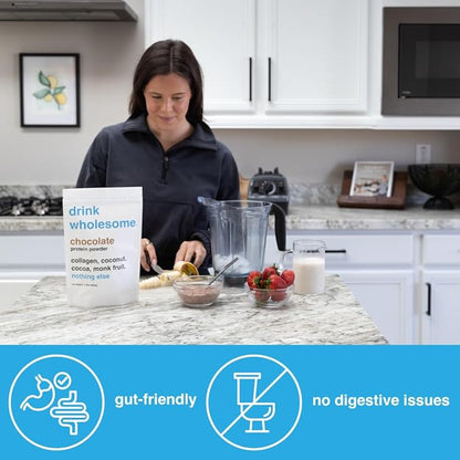 drink wholesome Chocolate Collagen Protein Powder | for Sensitive Stomachs | Gut Friendly |