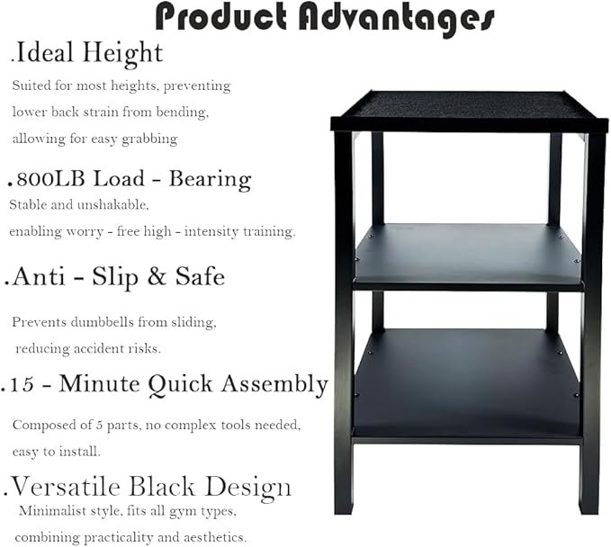 Black Heavy Duty Adjustable Dumbbell Stand - Home Gym Storage Rack with Non-Slip Base, Anti-Tip