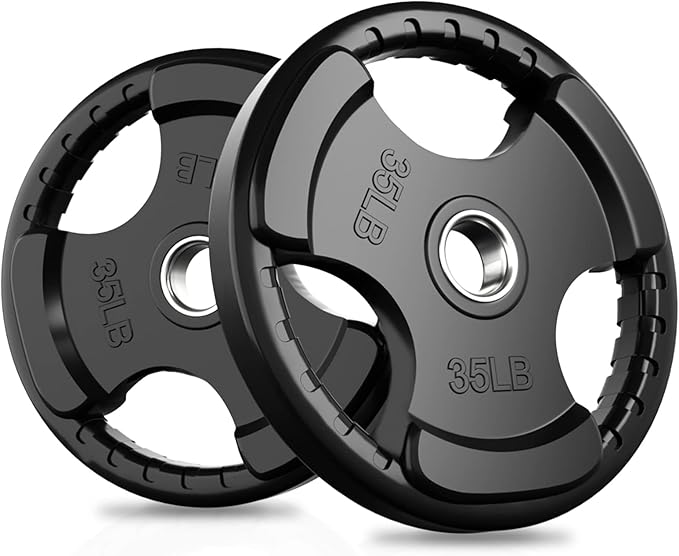 RitFit Olympic Rubber Grip Plates for Barbell, 2-Inch Weight Plates for Weightlifting and Strength