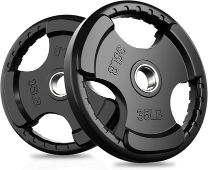 RitFit Olympic Rubber Grip Plates for Barbell, 2-Inch Weight Plates for Weightlifting and Strength