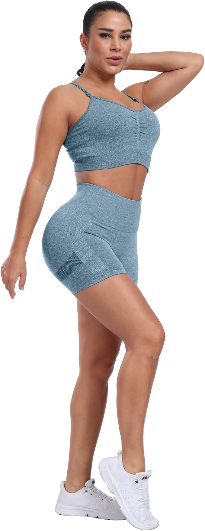 CHRLEISURE Women's 4 Packs Workout Gym Shorts, High Waisted Butt Lifting Scrunch Butt Seamless