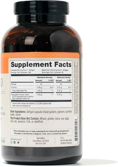 NatureWise CLA 1250 - Conjugated Linoleic Acid Supplement for Women and Men, Not Stimulating