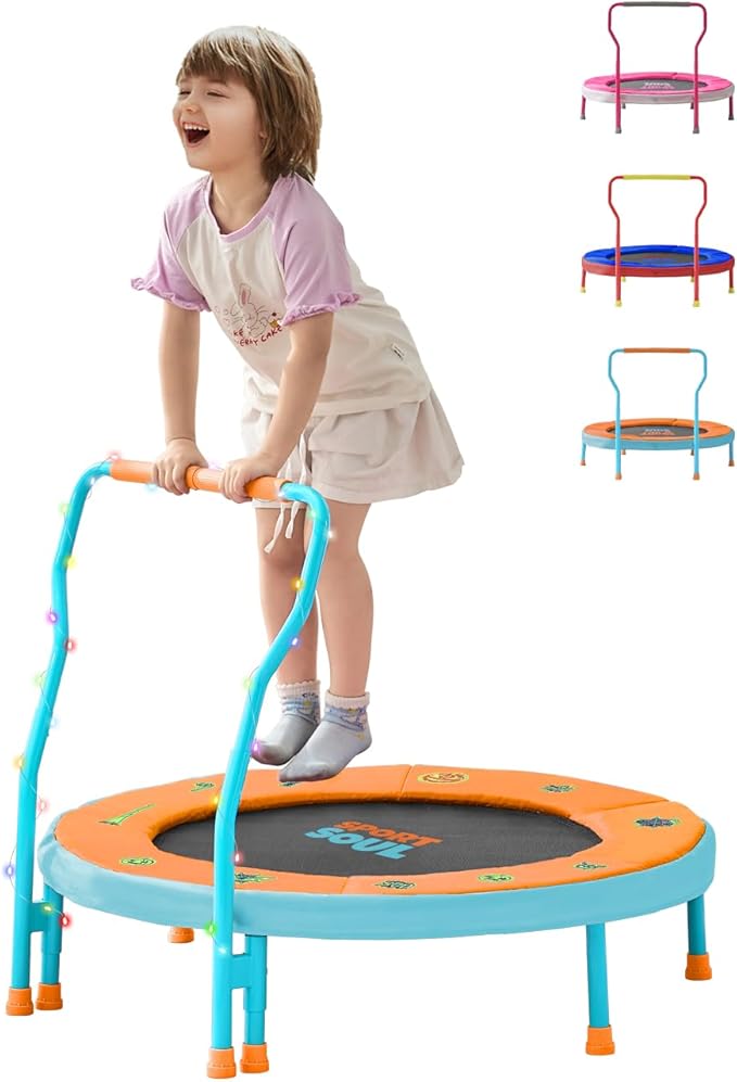 SPORTSOUL Mini Trampoline for Kids 3-6 with Super Safe Foam Handle Bar, 3ft Toddler Trampoline