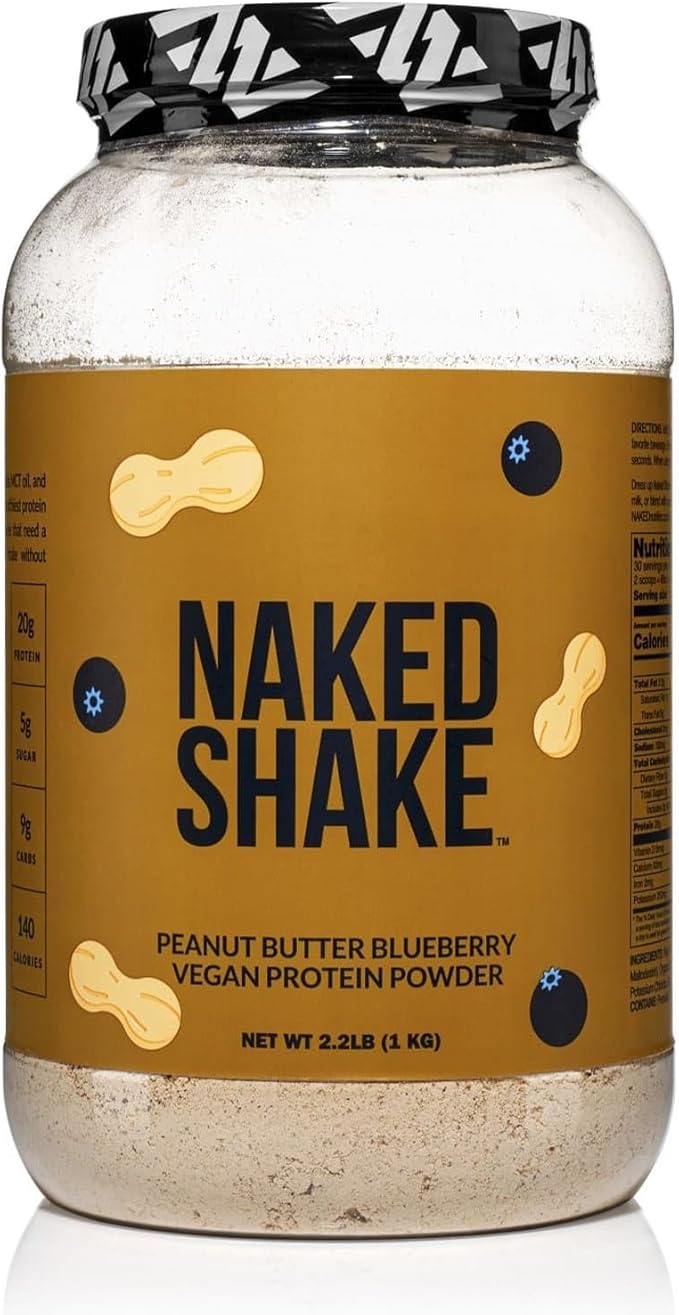 Naked Shake - Peanut Butter Blueberry Protein Powder, Plant Based Protein with Mct Oil