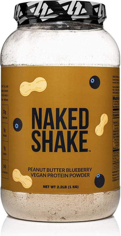 Naked Shake - Peanut Butter Blueberry Protein Powder, Plant Based Protein with Mct Oil