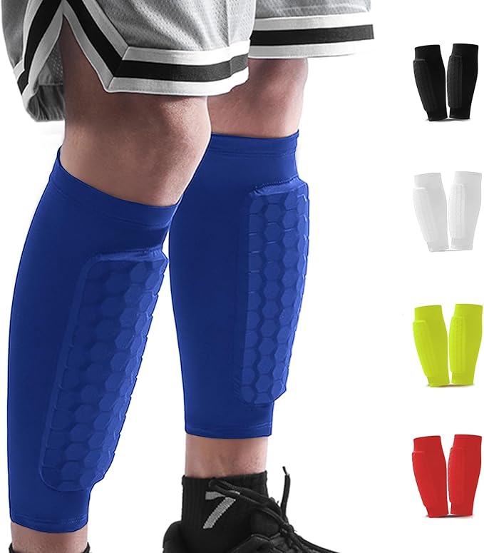 Soccer Shin Guards Shin Pads for Kids Youth Adult, Calf Compression Sleeve with Honeycomb Pads